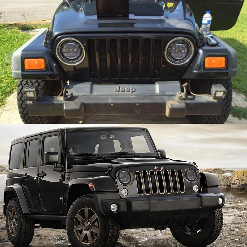 7 дюймов 12 В круглый светодиодный фары для автомобиля DRL автомобильные Jeep Wrangler JK TJ