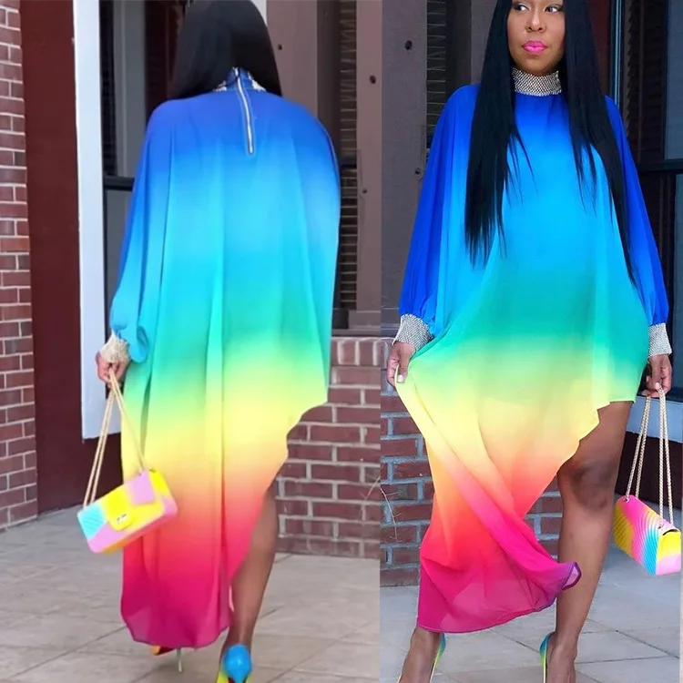 Женский ассиметричный вечерний сарафан средней длины с высокой талией и длинным