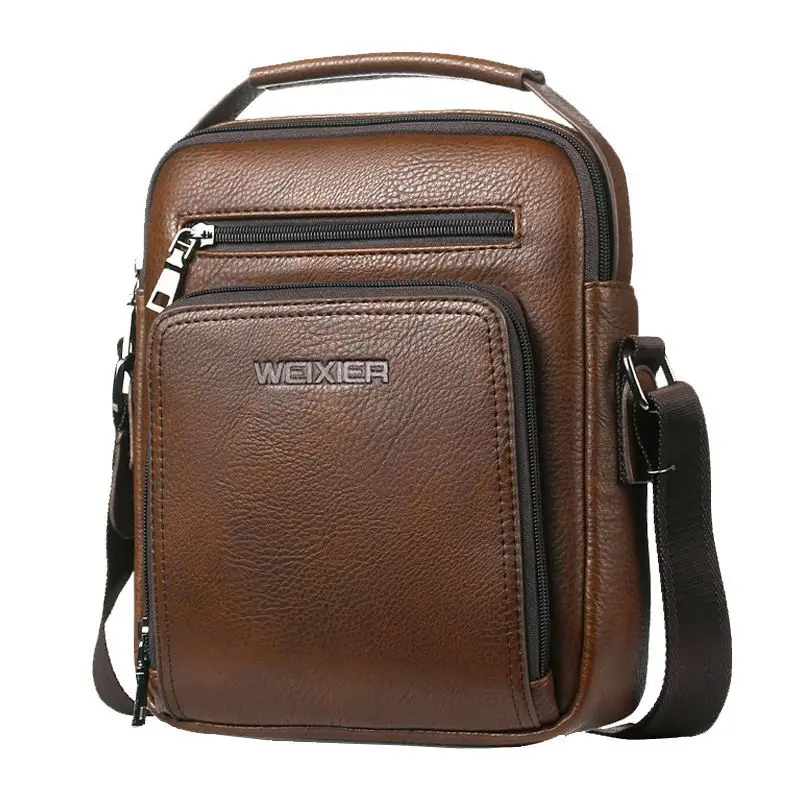 Weysfor Casual Men Shoulder Bag Vintage Crossbody Bags Top Quality Male Bag PU Leather Handbag Capacity Men Messenger Tote Bag