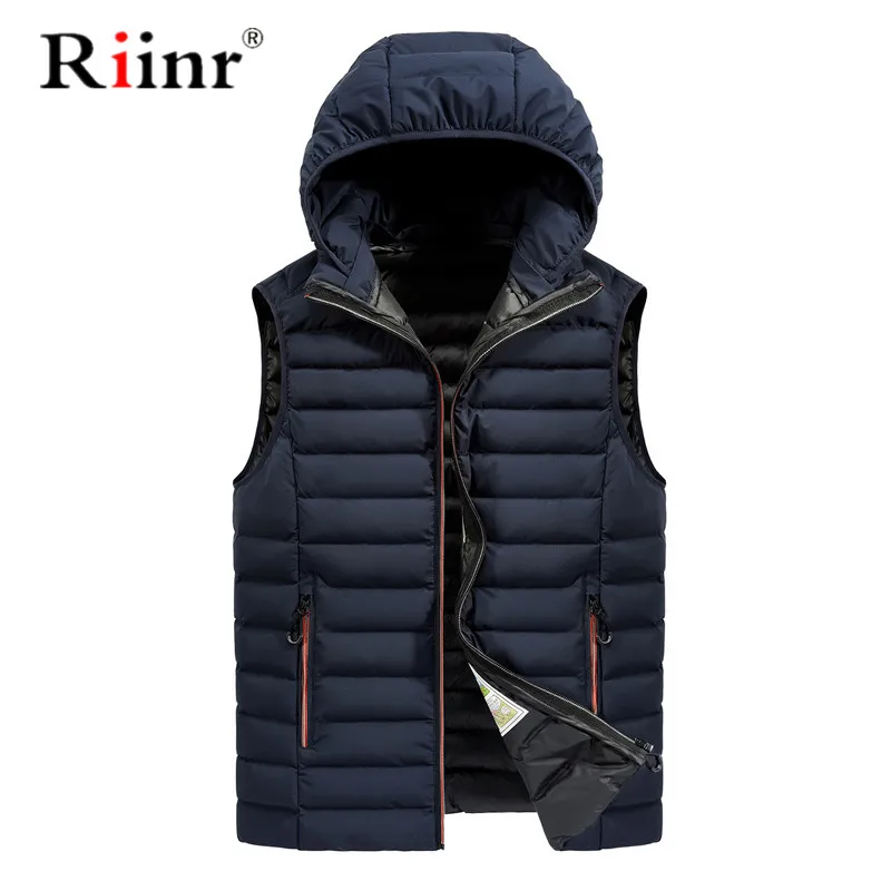 Высококачественные зимние новые теплые куртки без рукавов жилет с капюшоном