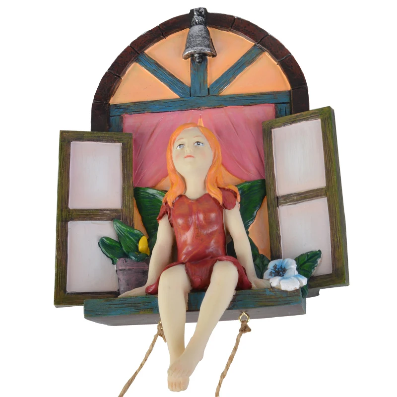 Сад Феи украшение статуи с лестницей декор смолы мультфильм подвесное для