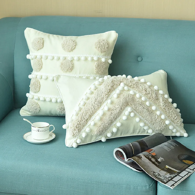 

Moroccan Style tufted embroidery Cushion Cover with Tassel throw cushion cover Living Room Sofa Decorative PillowCover 40706