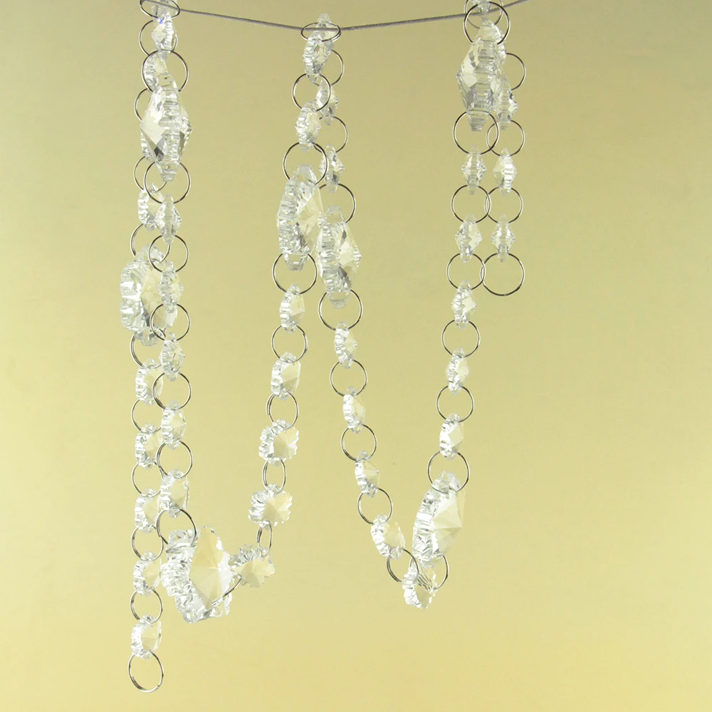 3m 10m Wedding Decoration Octagonal Crystal Glass Beads Curtain Iridescent Garland Strand Shimmer Curtains Party | Лампы и освещение