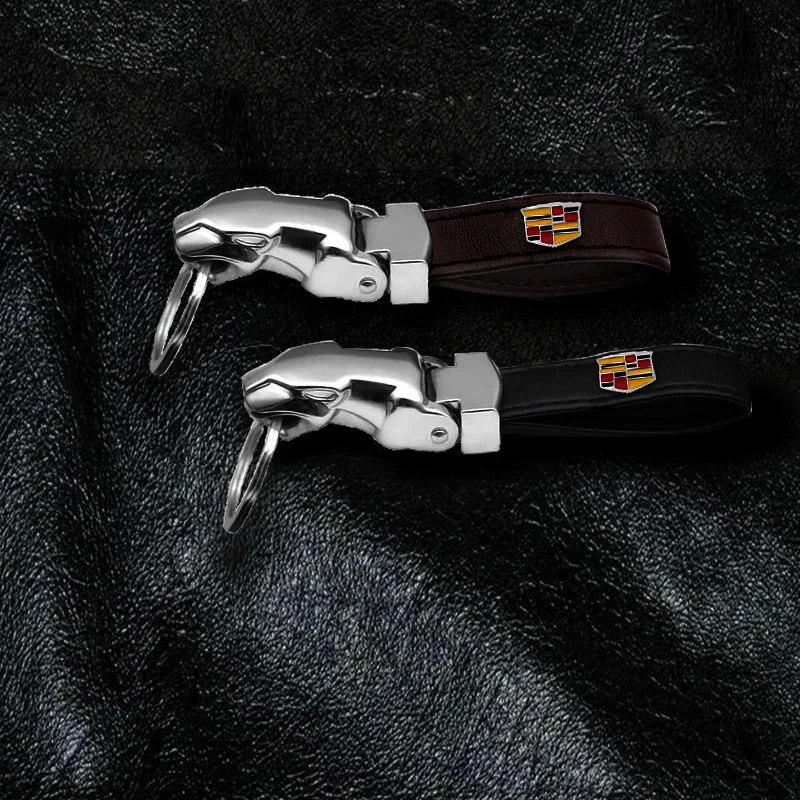 

1pcs Car PU Leather Badge Keychain Business Gift Car Accessories for Cadillac ATS XTS CTS SRS BLS Escalade Seville Tiburon Goods