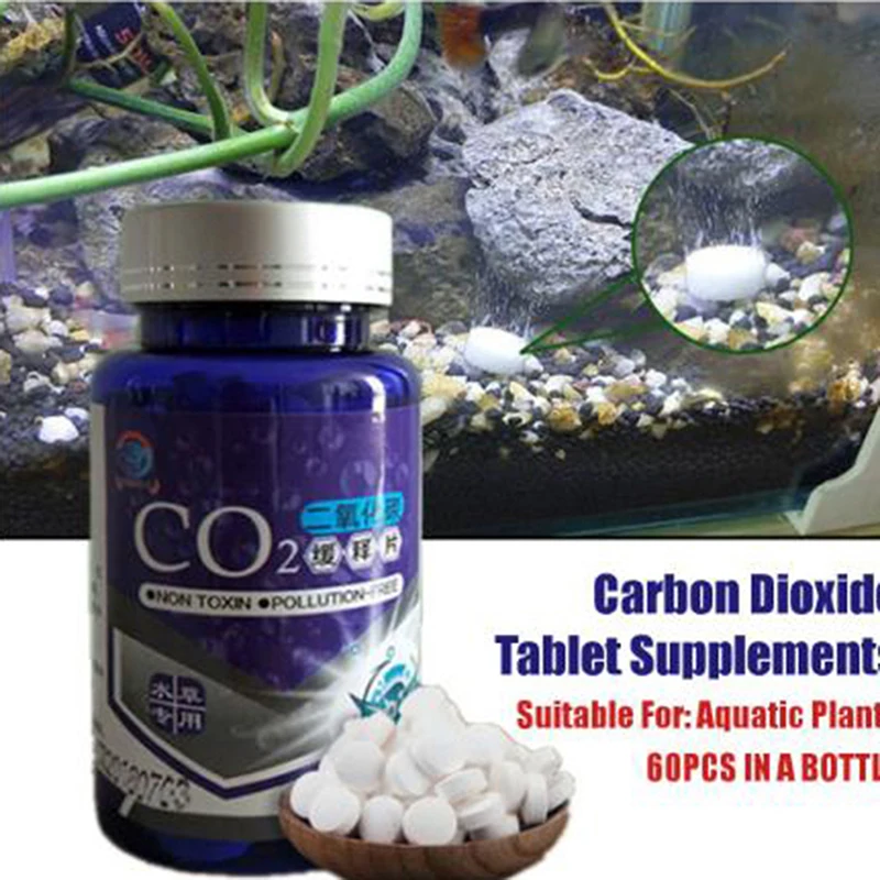 

60 шт CO2 таблетки воды аквариум с травой растения водные листья плавающая трава CO2 ломтик
