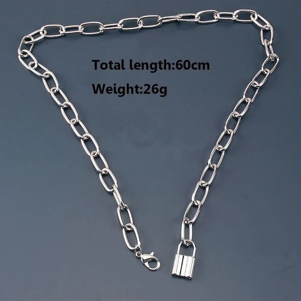 Трендовые панковские массивные цепной замок подвески ожерелья серебряного