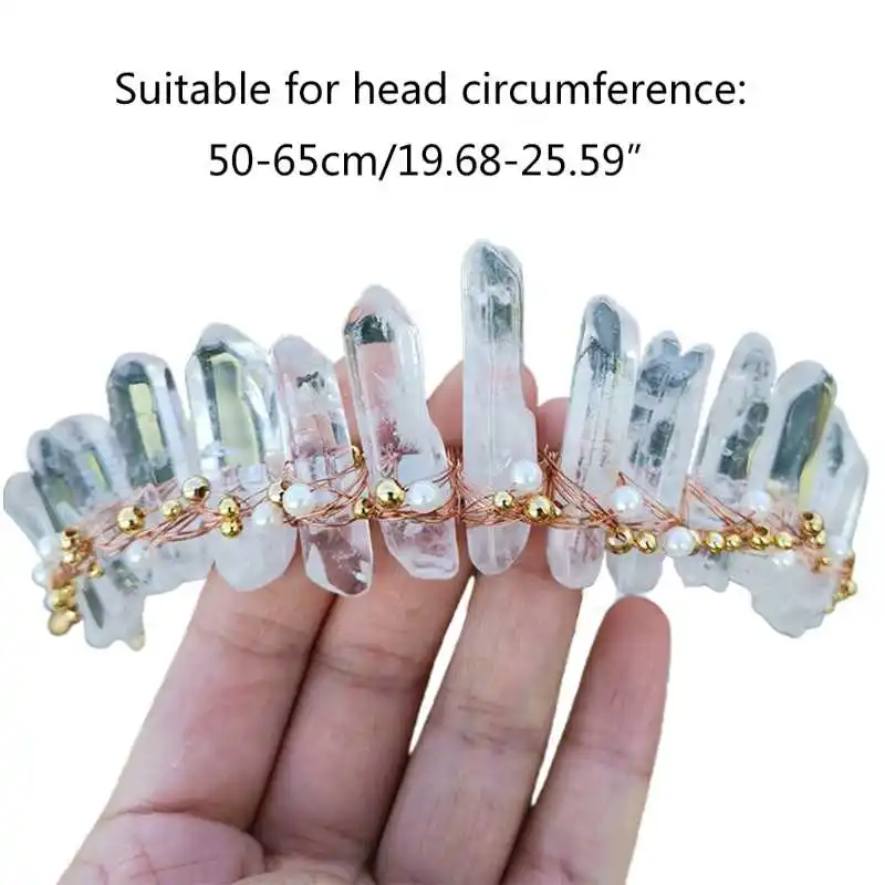 

Princess light crystal raw crown of fake pearl jewelry wedding hoop 649c hair