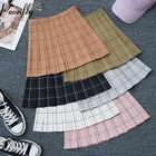 Мини-юбка PEONFLY, клетчатая, с завышенной талией, повседневная, летняя, модная плиссированная юбка