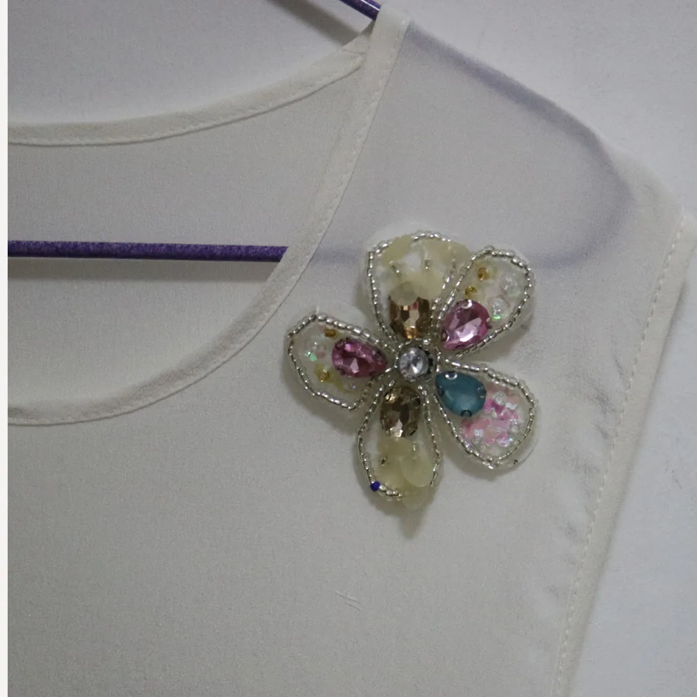 Модные DIY цветочные Вышитые нашивки для одежды вышивка пайетками пришитые Патчи