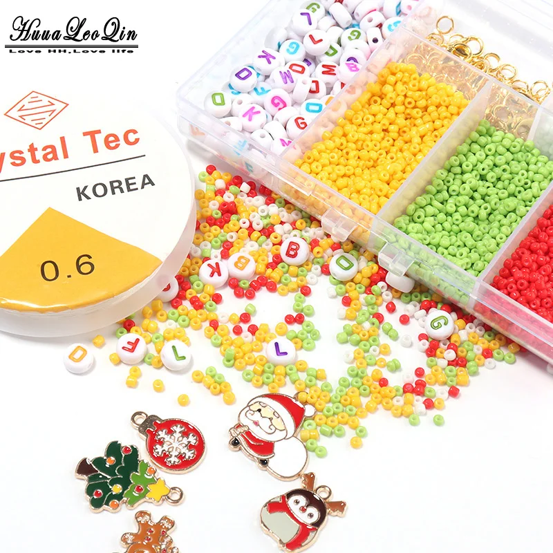 

Boxed Round Clay Beads Christmas Elements Acrylic Alphabet Beads Set for Needlework Jewelry Making DIY Charms Handmade Bracelets