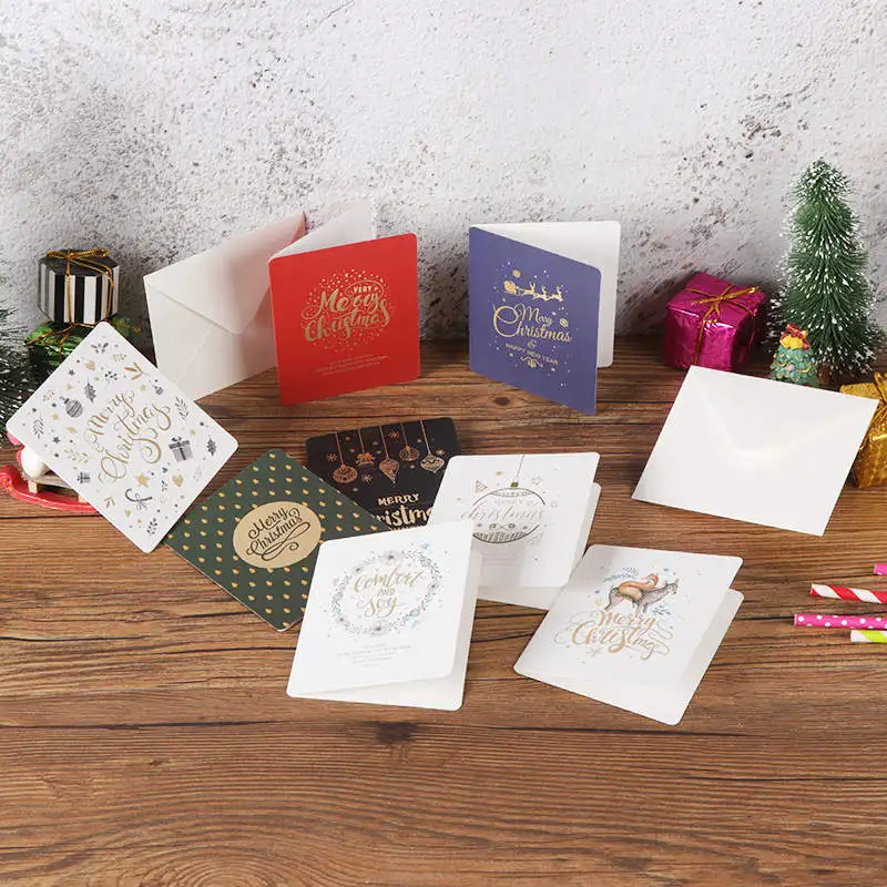5 шт. Новогодние рождественские карты с конвертом Bronzing поздравительная почтовая
