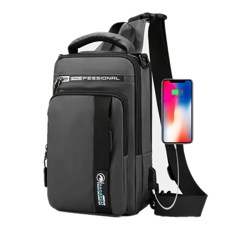 Chest Bag Multifunction Fashion Men Crossbody Bags USB Charging Chest Pack Short Trip Men 's Single Shoulder Bag Messenger Bags