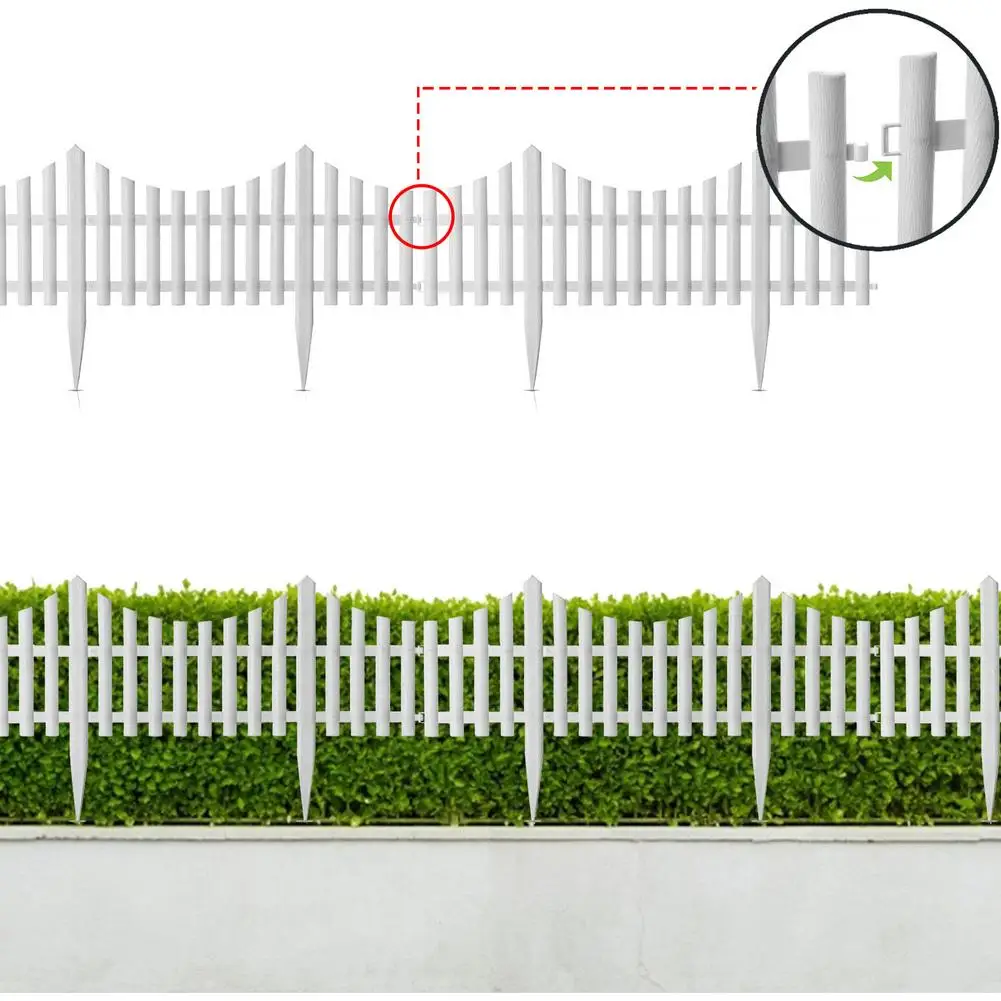 

4PCS Garden Picket Fence Plastic Fence Garden Border Edging Garden Wedding Decor Garden Vegetable Jardin Garden Decoration