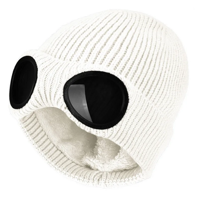 

Winter Knitted Glasses Hats For Men and Women Earmuffs Urinal Caps Plus Velvet Warm Curling For Outdoor Skiing