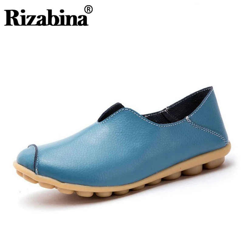 RIZABINA/Женская обувь из натуральной кожи на плоской подошве модные Лоферы без