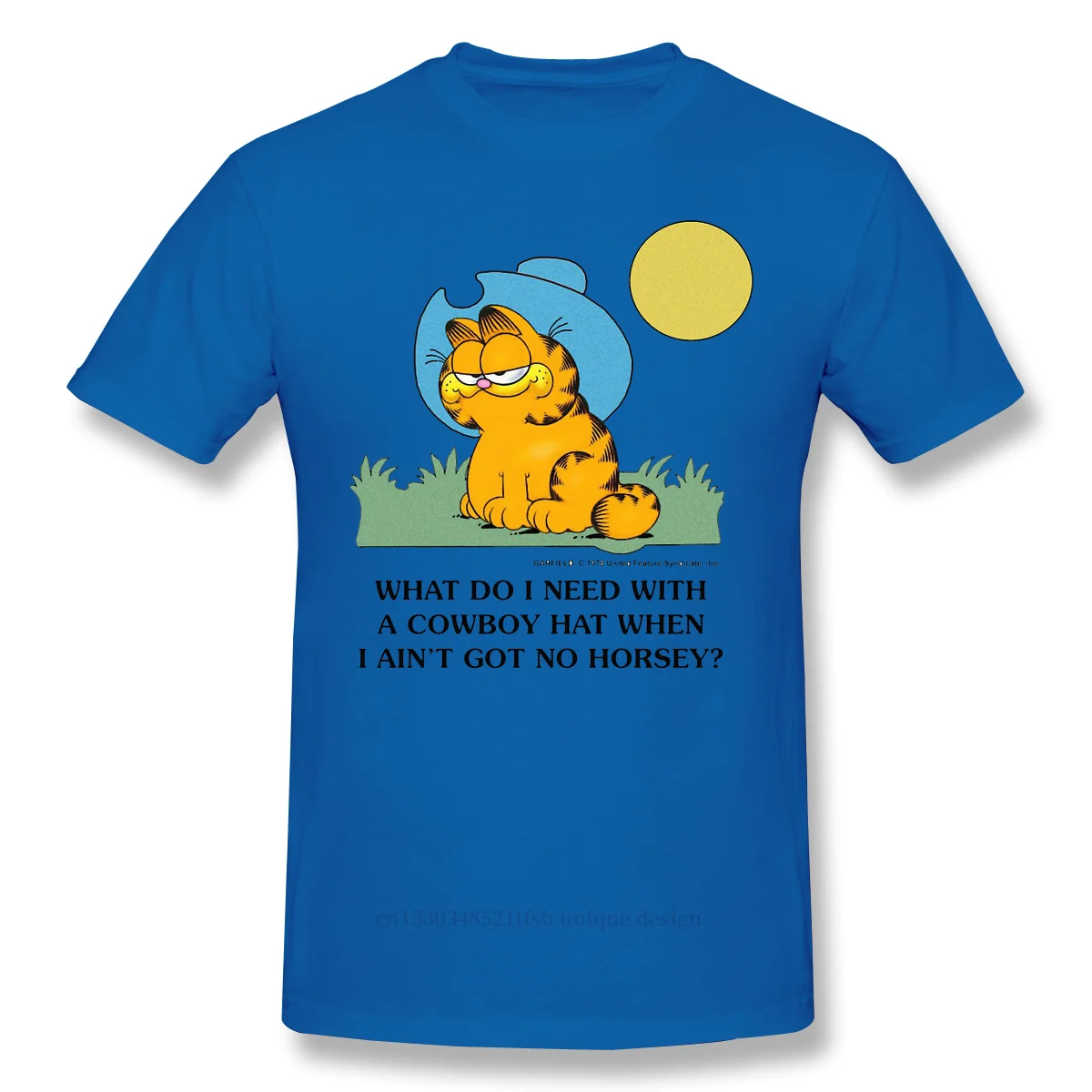

Men Garfield Odie Black T-Shirt WHAT DO I NEED WHITH A COWBOY HAT WHEN I AIN'T GOT NO HORSEY Pure Cotton Tees Harajuku TShirt
