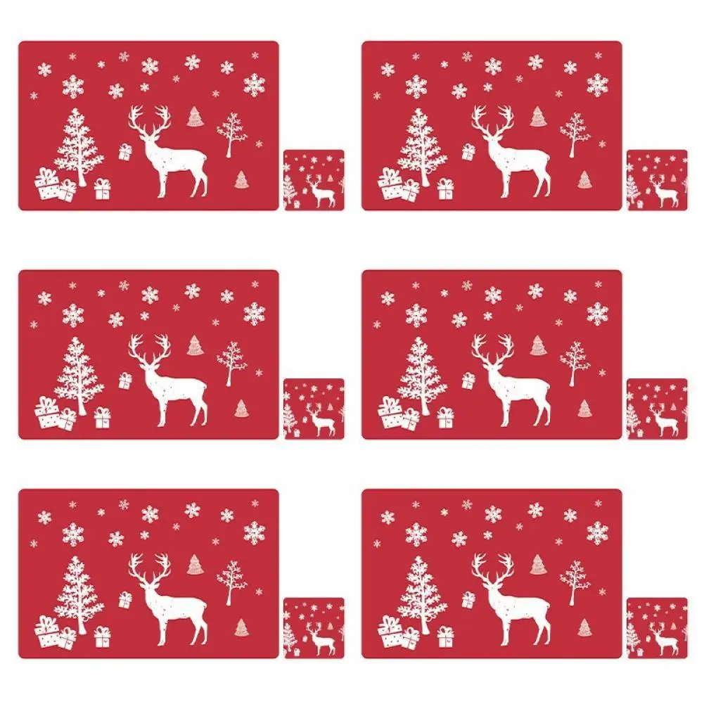 

Table Decoration 12Pcs Beautiful Merry Xmas Dining Table Mat Waterproof Doily Elegant for Party