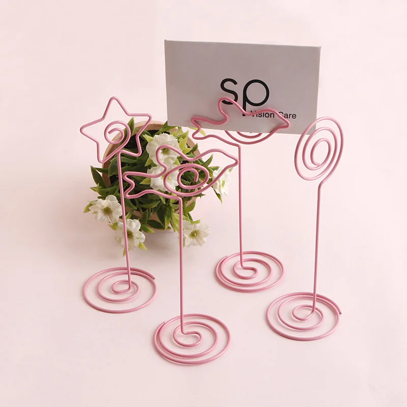 10 шт. розовый стол место карты Количество держателей фотографии подставки имя Memo