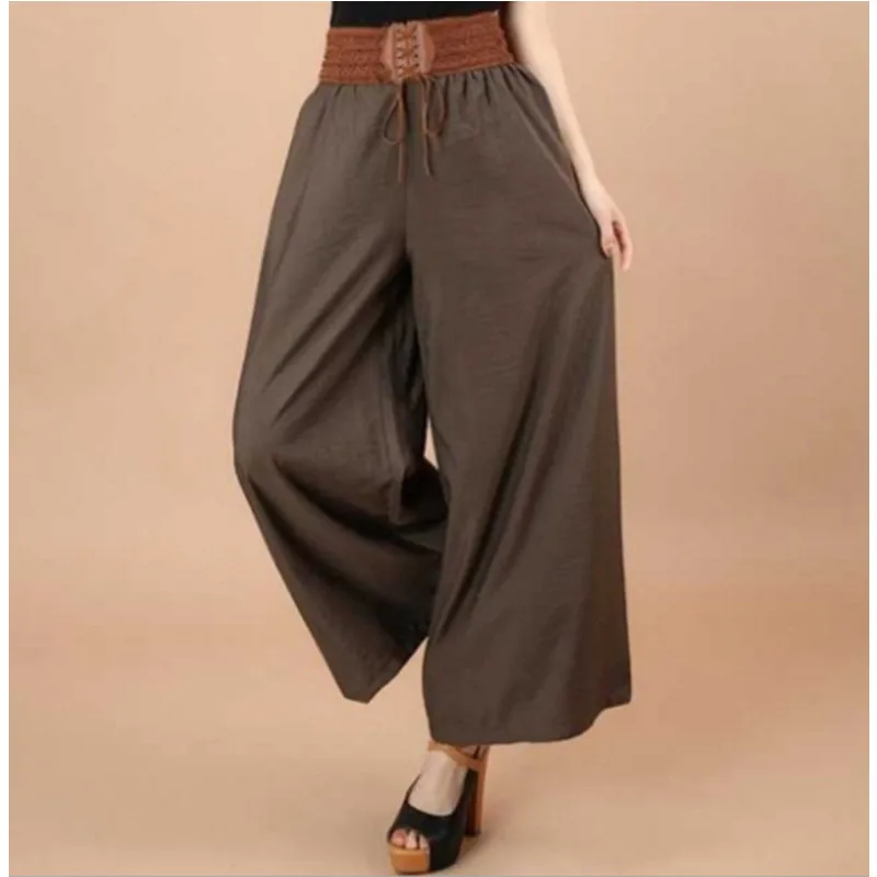 

Women's pants, cotton and linen wide-leg pants, women's loose summer thin pants, women's plus size casual pants, women's big-foo