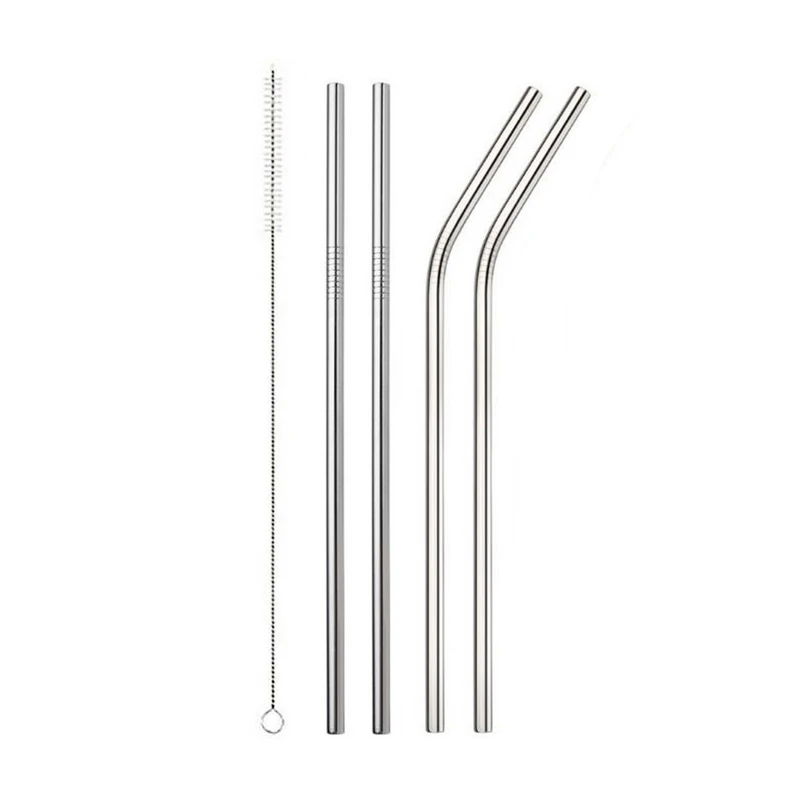 Urijk Reusablew Drinking Straw Colorful Straw Silicone Sleeve With Clear Brush Bar Supplies Stainless Steel Straw High Quality - Цвет: 5pcs