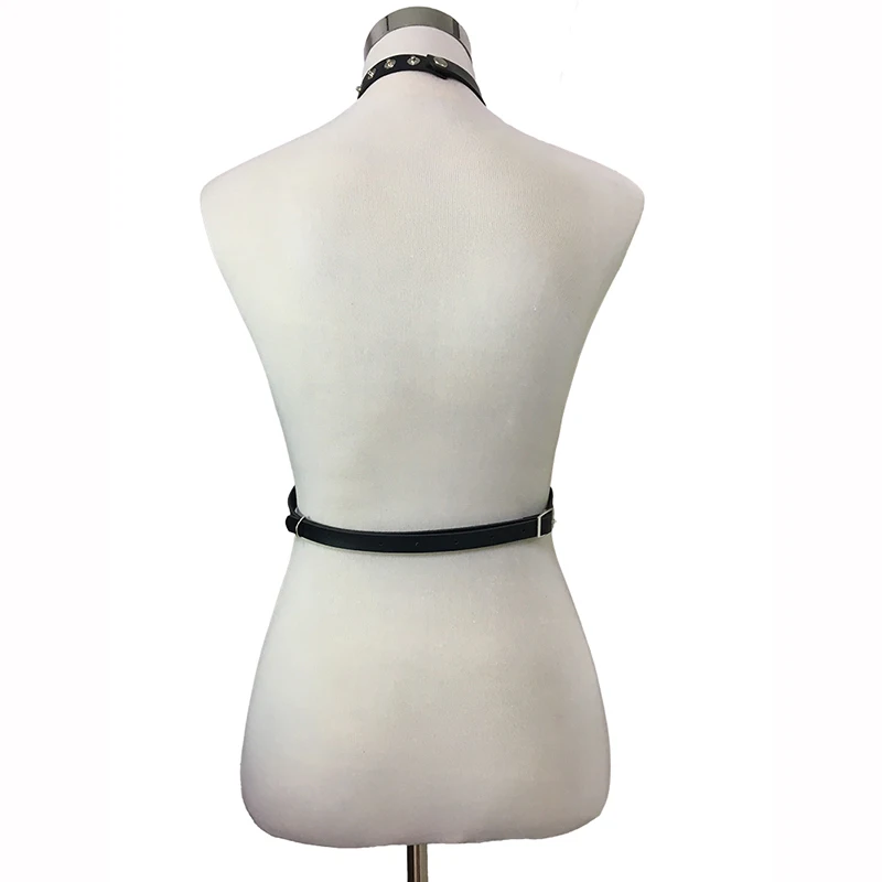 Женский кожаный ремень в стиле панк белый на воротник обтягивающий пояс ручная