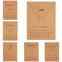 female elegant 12 zodiac sign necklace pendants charm gold chain choker astrology necklaces birthday gift