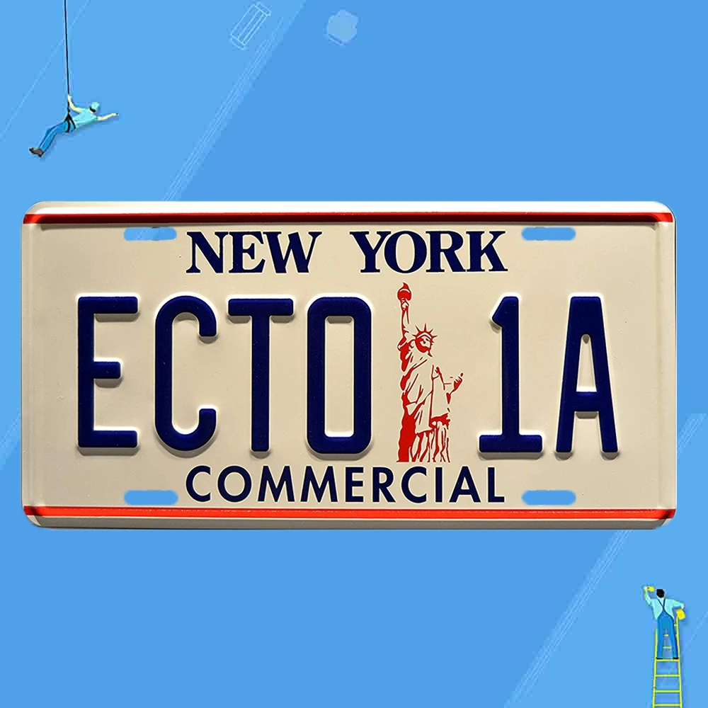 

Ghostbusters Cadillac Hearse ECTO 1A Metal Stamped Vanity Prop License Plate