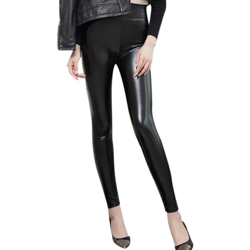 

High Waist Leather Leggings for Women Black Light Matt Thin&Thick Femme Fitness PU Leggings Sexy Push Up Slim Pants KX