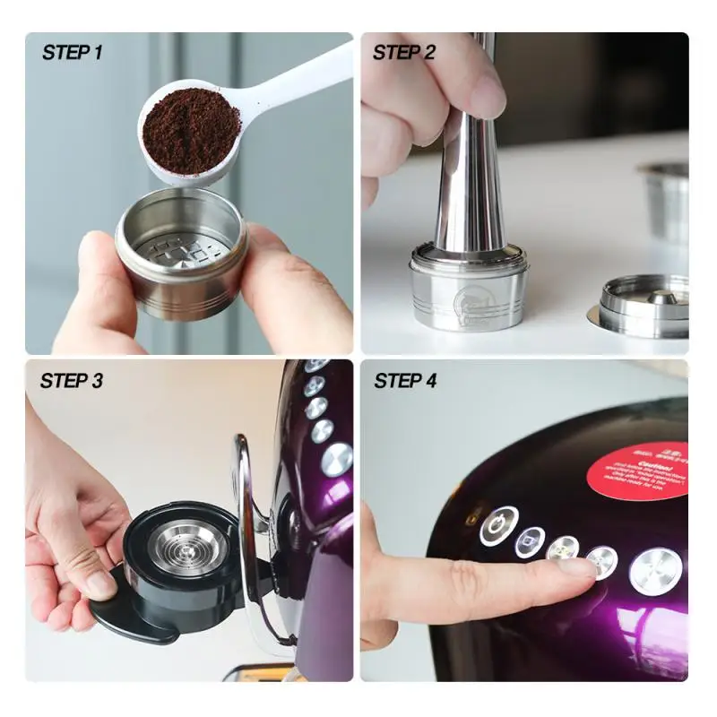 

Compatible With Cafissimo Capsule Coffee Machine Coffeeware For Kitchen Office Stainless Steel Coffee Filter With Reusable Shell