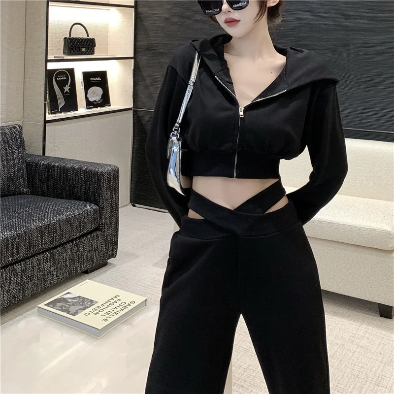 Женский Повседневный костюм из двух предметов пикантный пиджак топ + брюки с