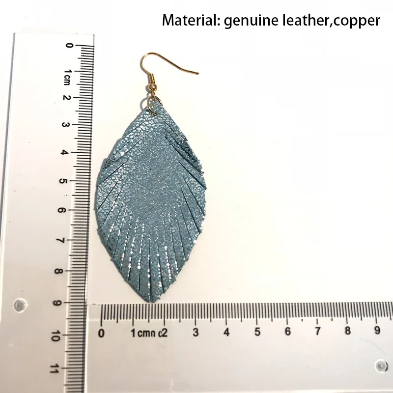 Новые блестящие серьги M & G из натуральной кожи модная подвеска в виде листика