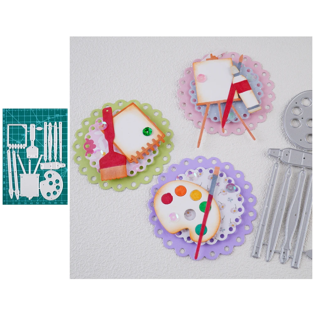 InLoveArts Color Palette Painting Metal Cutting Die Scrapbooking For Making Cards Paper Craft Card Emboss Blade Punch Stencils | Дом и сад