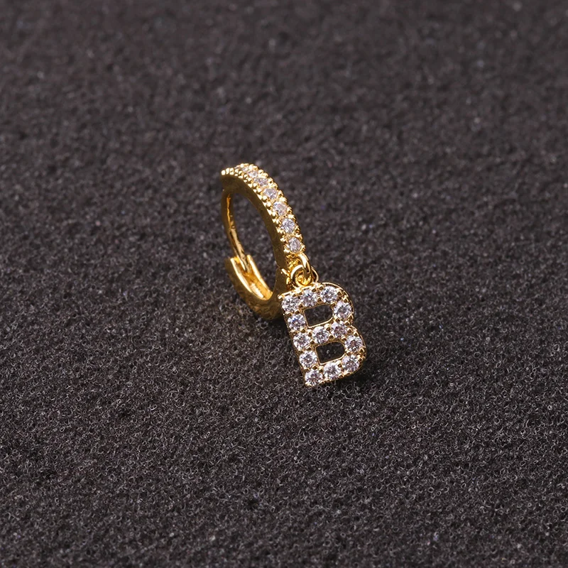 Sellsets 1 Piece Women 26 Initial Letter Gold Silver CZ Circle Hoop Ear Piercing Jewelry Lobe Earrings For Girl | Украшения и