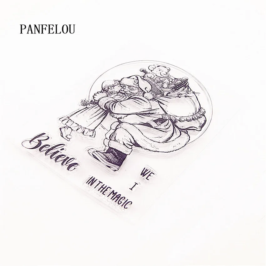 Прозрачный силиконовый штамп PANFELOU 11x15 с рождественской тематикой Санта для