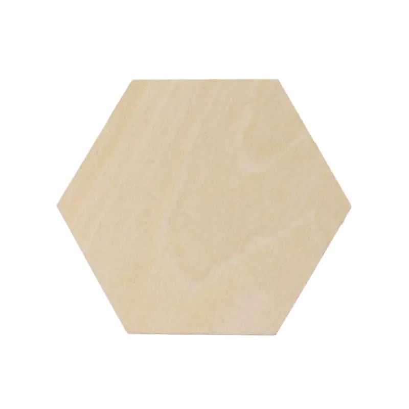 

50pcs Hexagon Cut Unfinished Wooden Discs Embellishments Arts Crafts DIY Birthday Wedding Display Decor 60mm