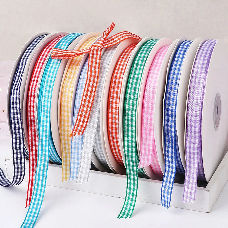 

10mm Lattice Plaid Ribbons Bow Ribbon Gift Wrapping Polyester Ribbon Handmade DIY Accessories,45 Meters / lot