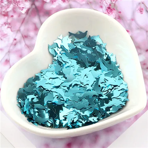 light blue Dolphin Ультратонкий кролик, блестки, дельфин, морская черепаха, ПЭТ, пайетки, лазерные блестки для ногтей, рукоделие, Свадебный декор, конфетти, 8 г - Цвет: light blue Dolphin