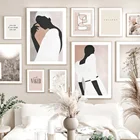 Абстрактная черная девушка пиона трава настенная Картина на холсте скандинавские эстетические плакаты и принты настенные картины для декора гостиной