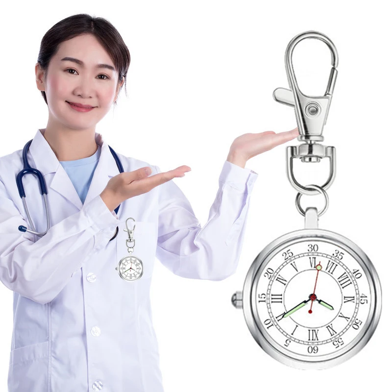 

Nurse Quartz Chest Pocket Watch Keychain Round Dial Portable Pendant for Women Men SWD889