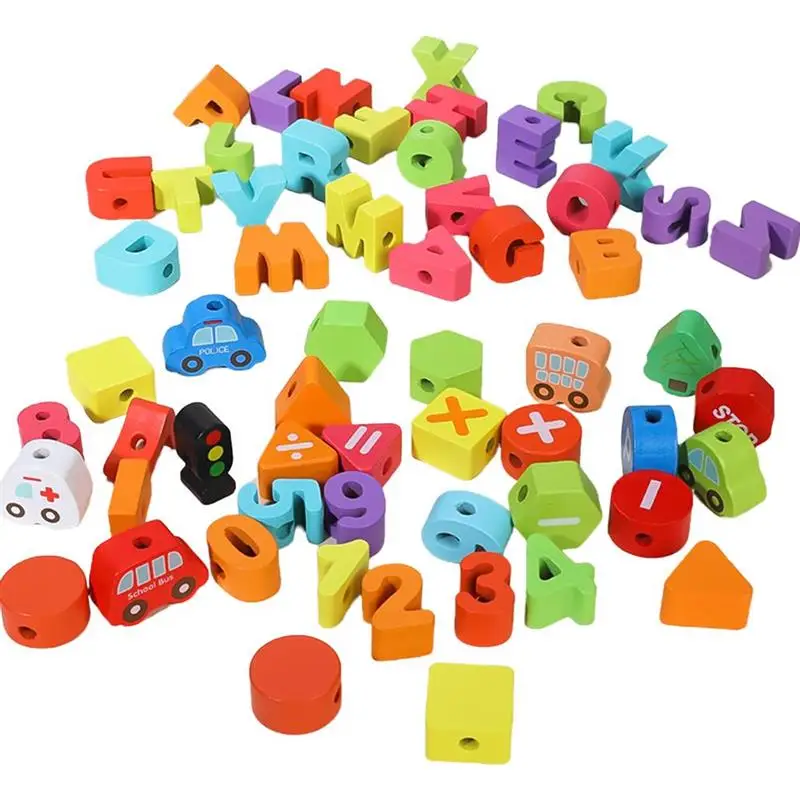 Игрушка-нитка для девочек и мальчиков деревянный дорожный шнурок с буквами