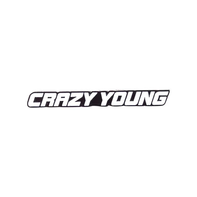 Cool Letter &quotCRAZY YOUNG&quot Metal Enamel Brooch Fashion Creative Badge Pin Men Women Backpack Sweater Jewelry | Украшения и