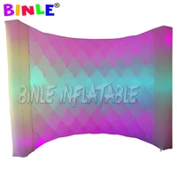 amazing open 8x10feet white diamond inflatable led photo booth curved stage dj booth office wall for wedding party decoration