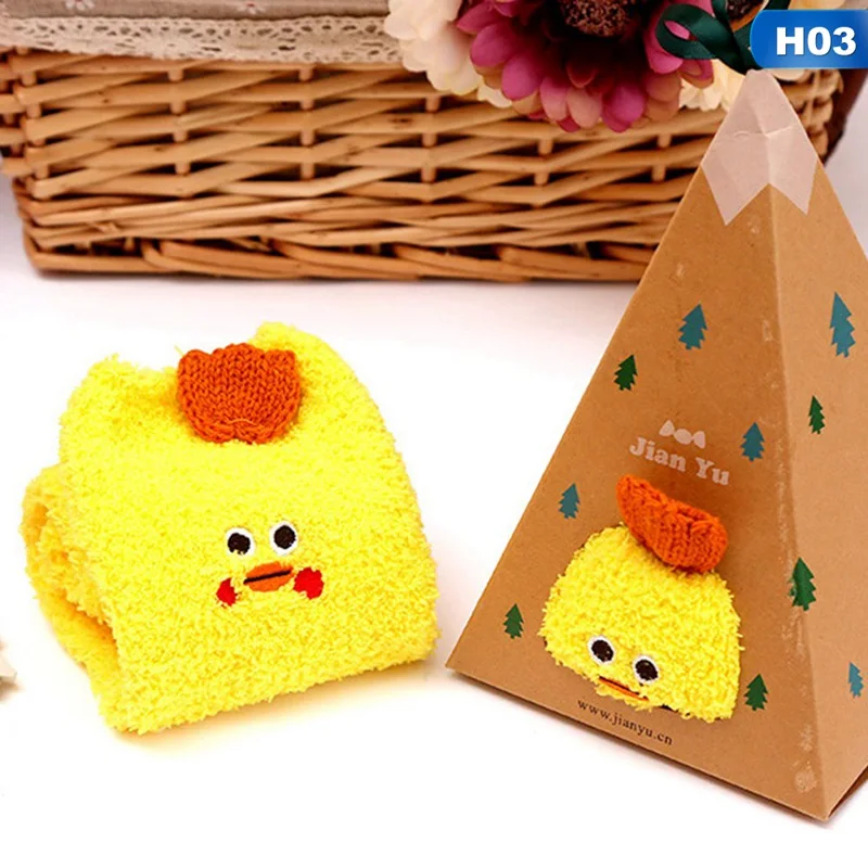 

Warm Winter Sock Cute Animal Deer 3D Fluffy Coral Velvet Thick For Women Gift Sox With Box New Year Christmas Socks Gift