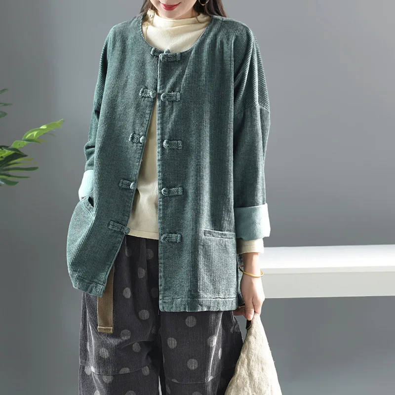 QPFJQD Женская свободная Вельветовая куртка осенне зимняя теплая парка Женский