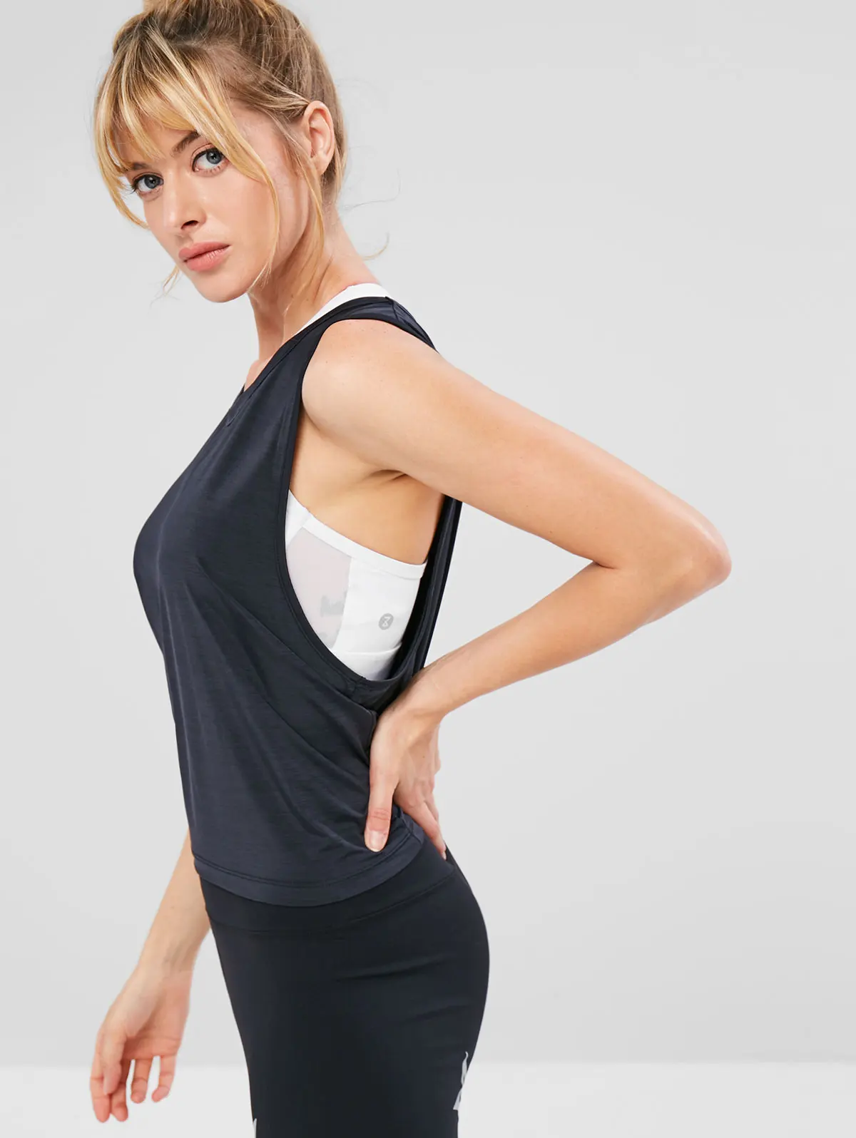 ZAFUL майка для бега летняя сексуальная женская с разрезом на спине Спортивная без