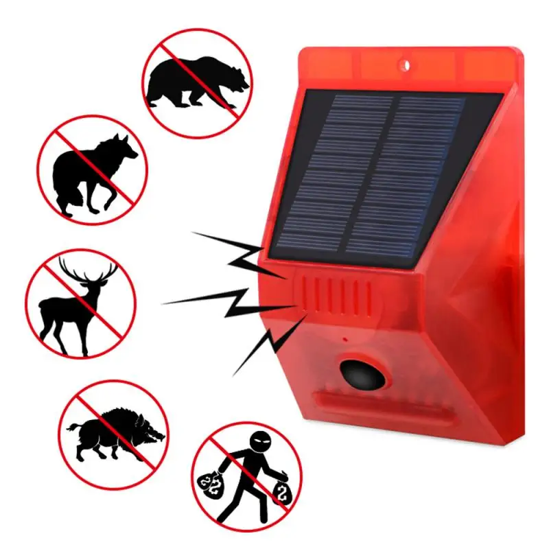 

Solar Sound Alert Flash Warning Sound Lights Alarm Motion Sensor Decibels Siren Strobe Security Lights Alarm System For Farm Hot