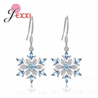 fashion ice snowflake micro cubic zircon hook earrings female 925 sterling silver jewelry accessories for women girl