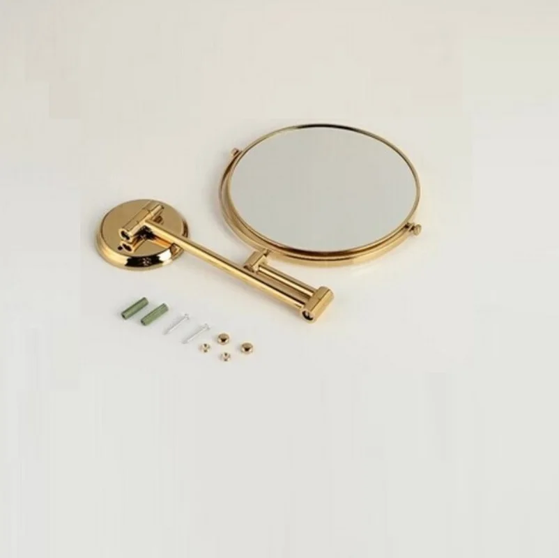 

Brass gold bath mirror 8 inch bathroom makeup mirror folding retractable double faced mirror