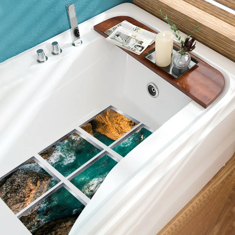 

6pcs 3D Antiskid Bathtub Appliques Bath Sticker Bathroom Decal PVC Mural anti-slip Waterproof Home Decoration