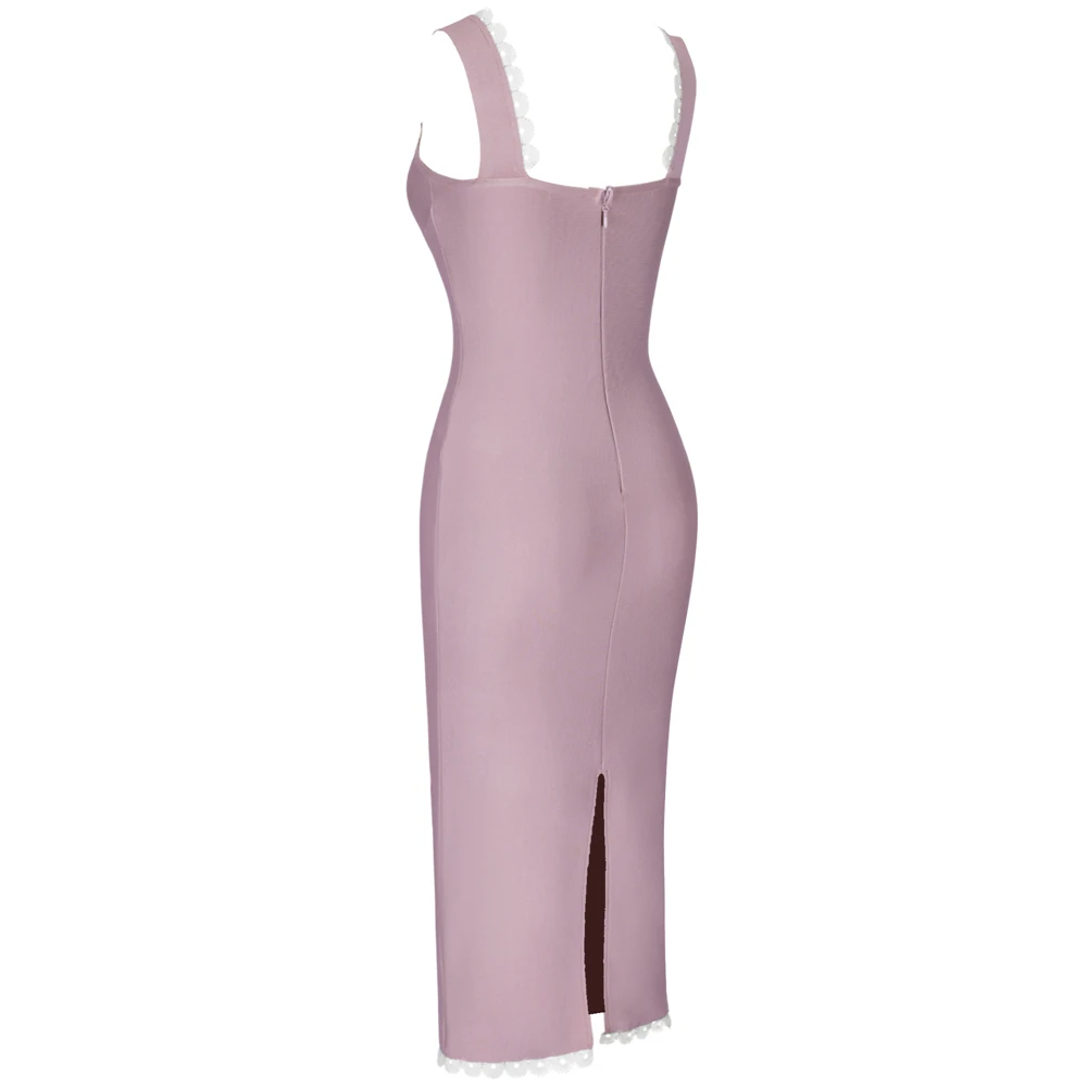 Ocstrade осеннее Бандажное платье миди Vestido, Новое поступление, элегантные бандажные платья телесного цвета, Сексуальные вечерние платья бодикон